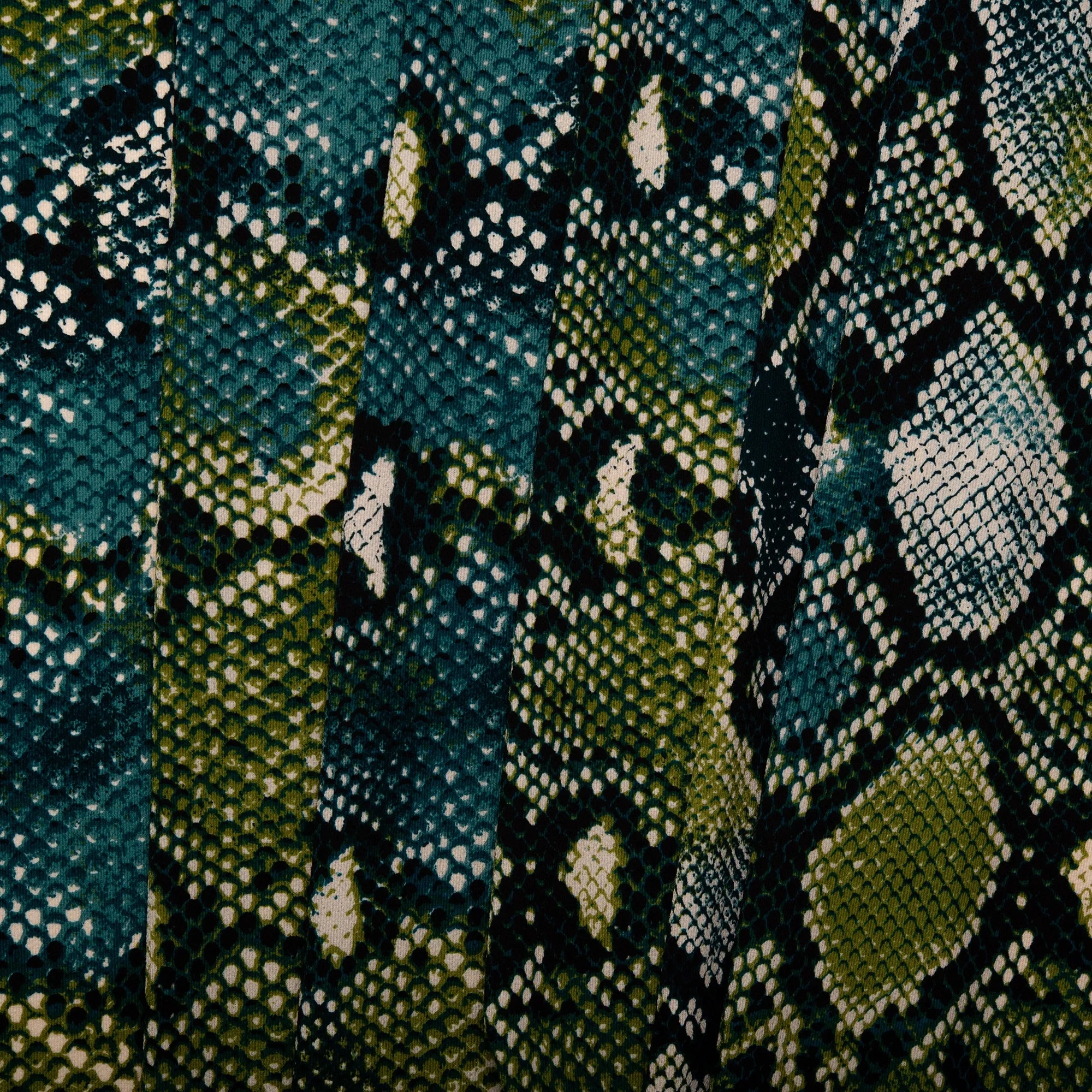 Printed Polyester Crepe - FOLKLORE - Snakes - Spruce