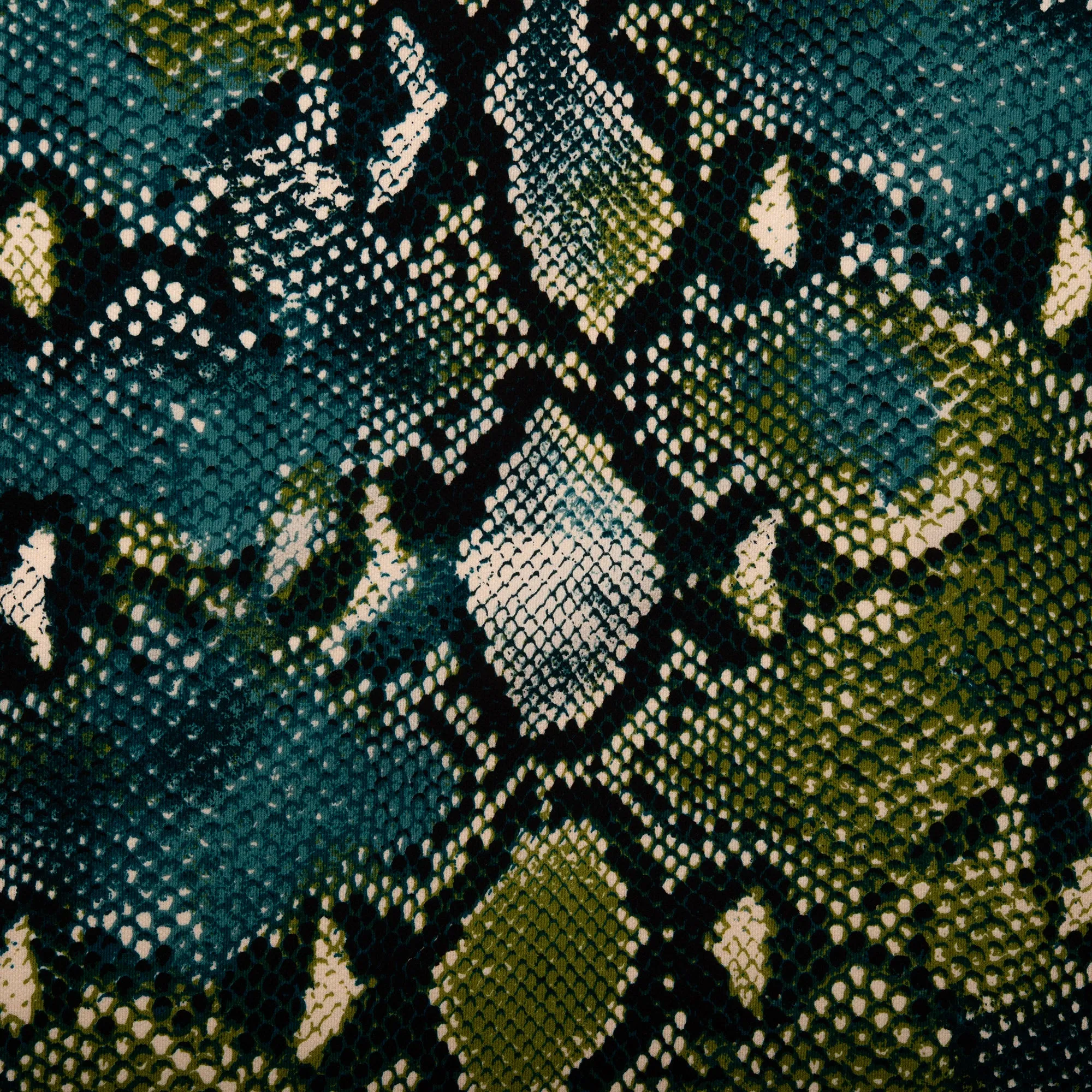 Printed Polyester Crepe - FOLKLORE - Snakes - Spruce