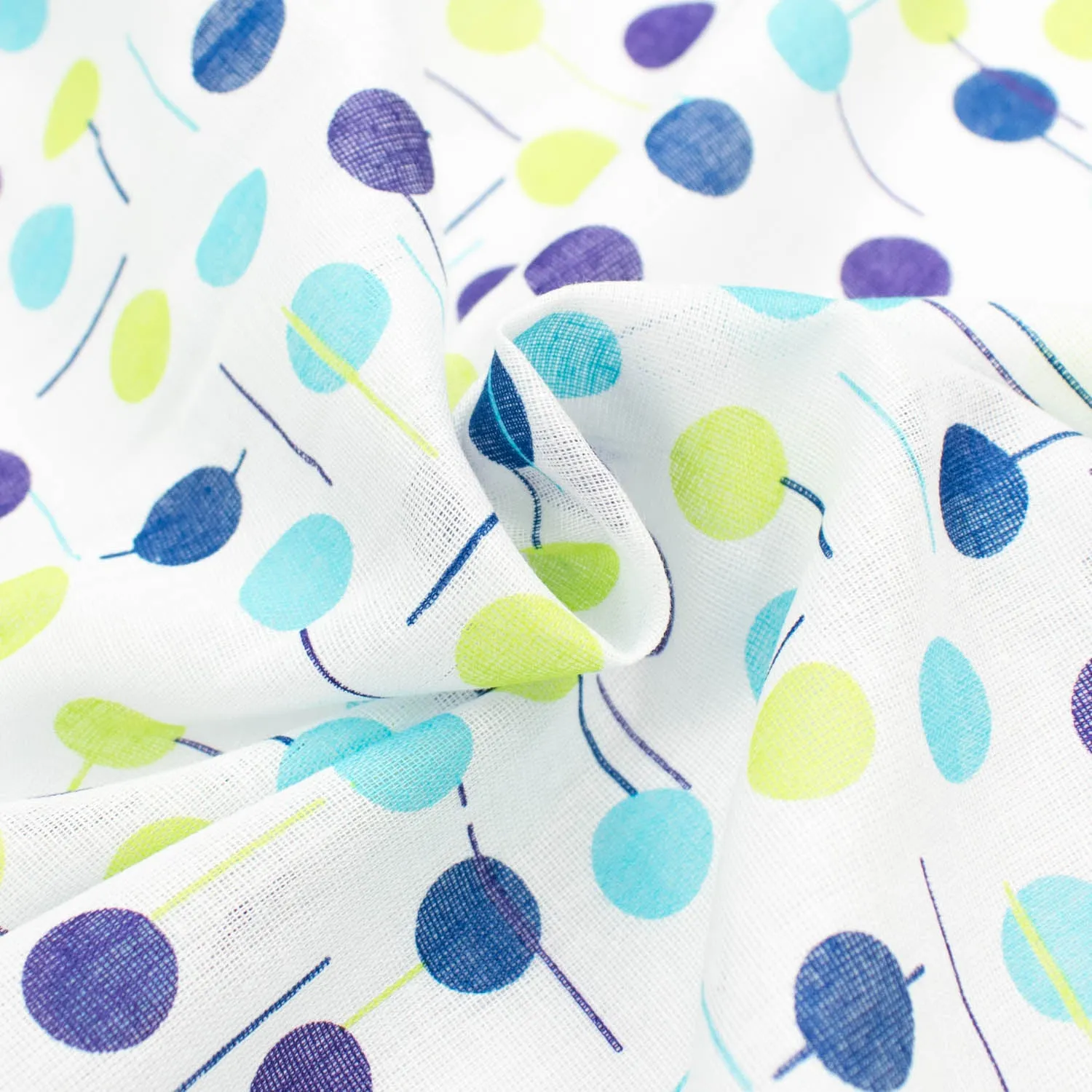 Printed Voile Blue & Green Dots