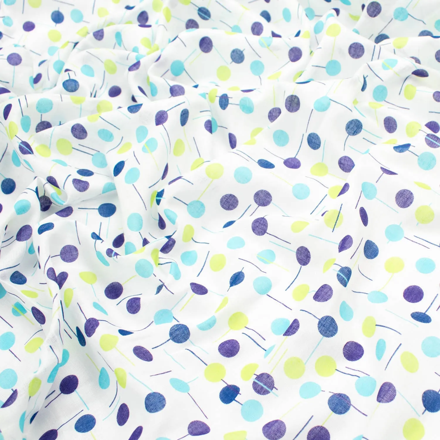 Printed Voile Blue & Green Dots