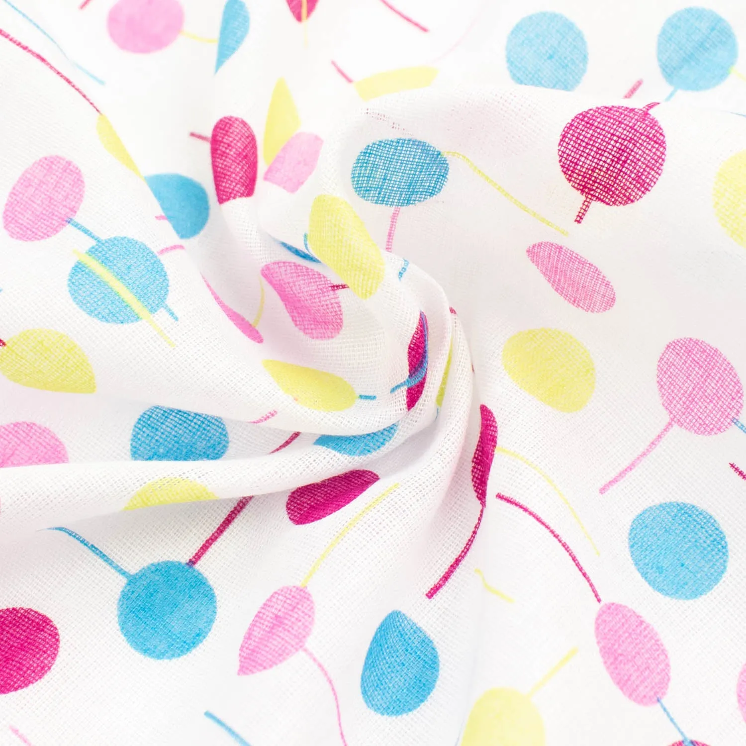 Printed Voile Blue & Pink Dots