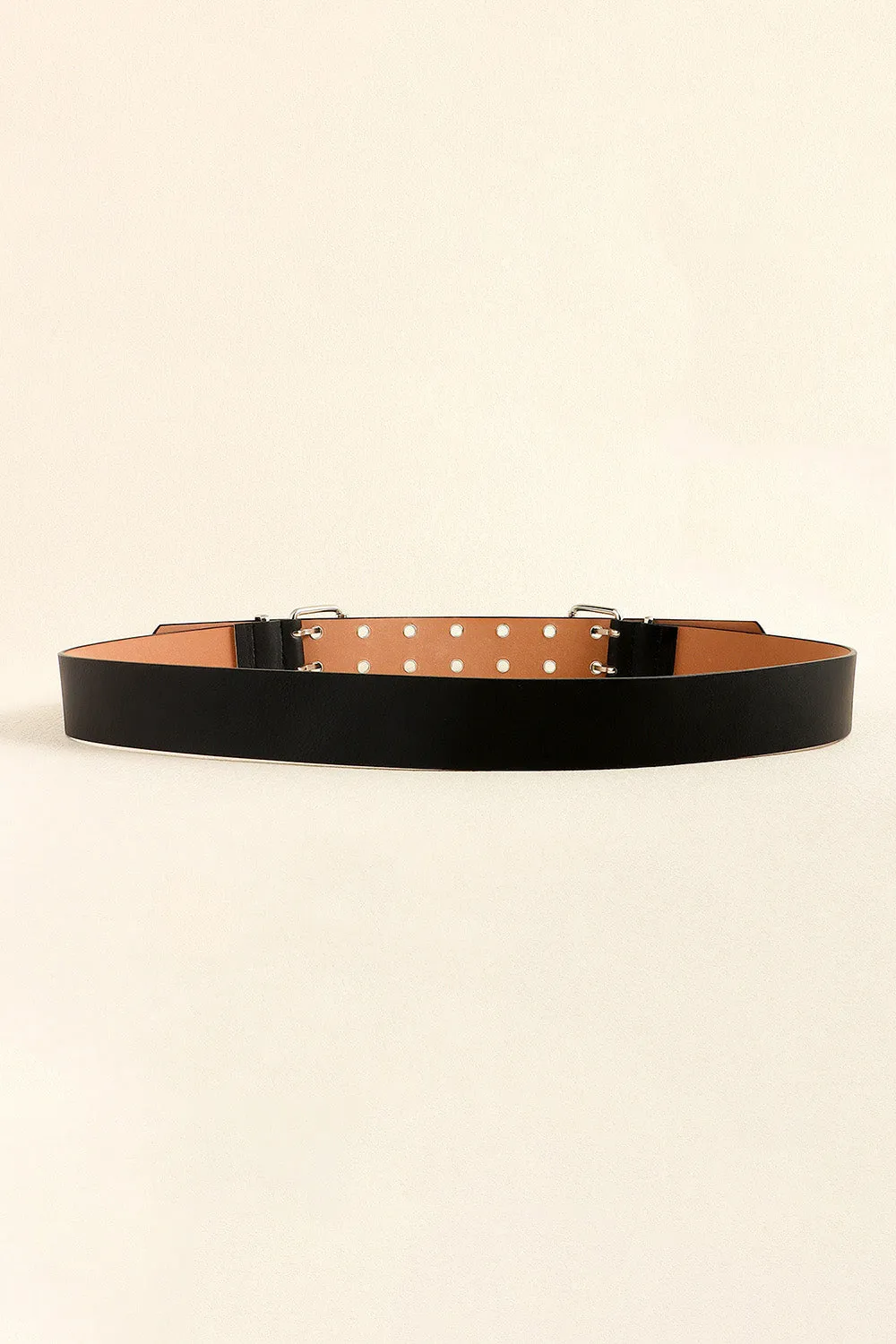 PU Leather Two Row Eyelet Belt