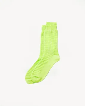 R1110 - Waffle Cotton Crew Sock - Lime