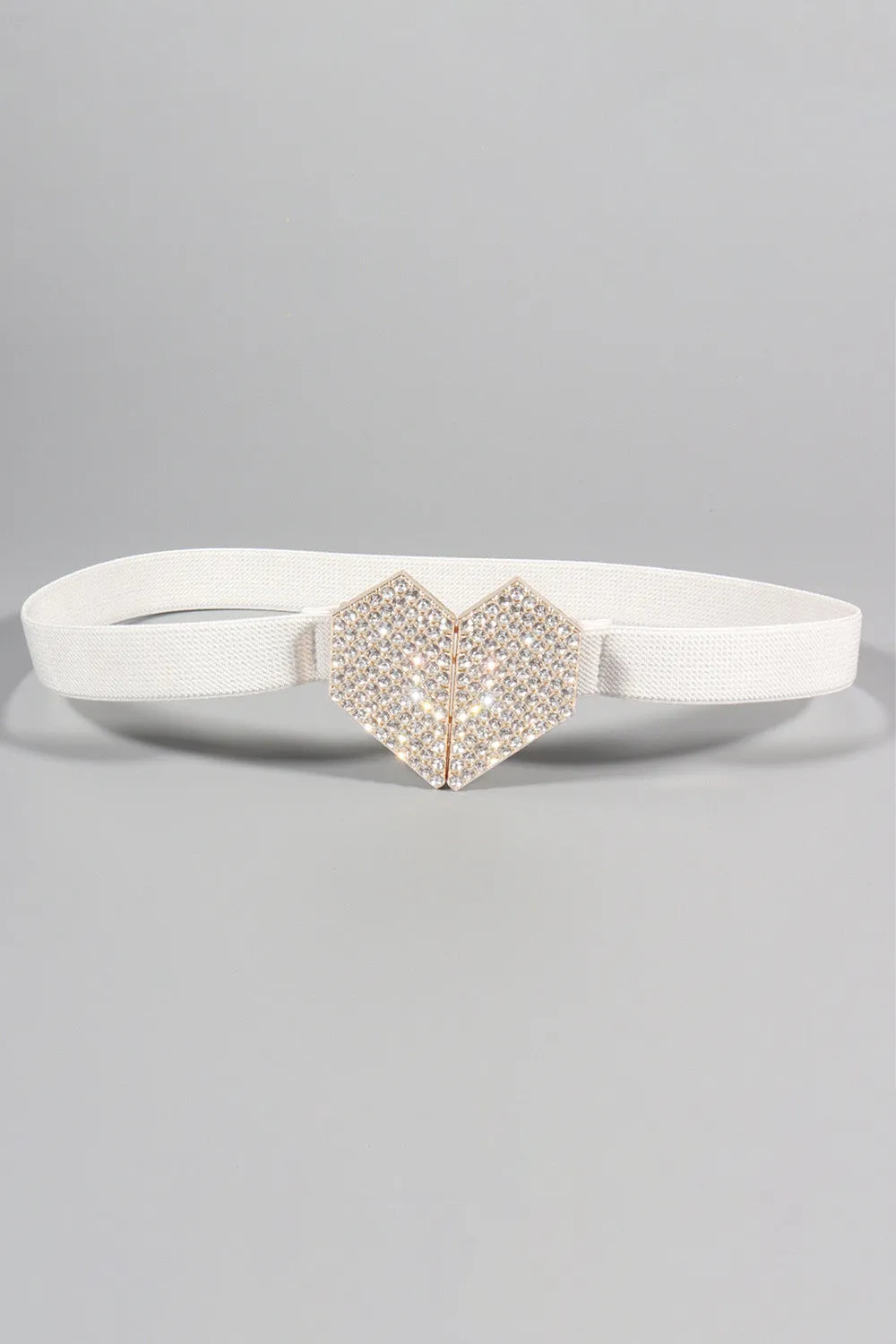 Rhinestone Heart Buckle Elastic Belt