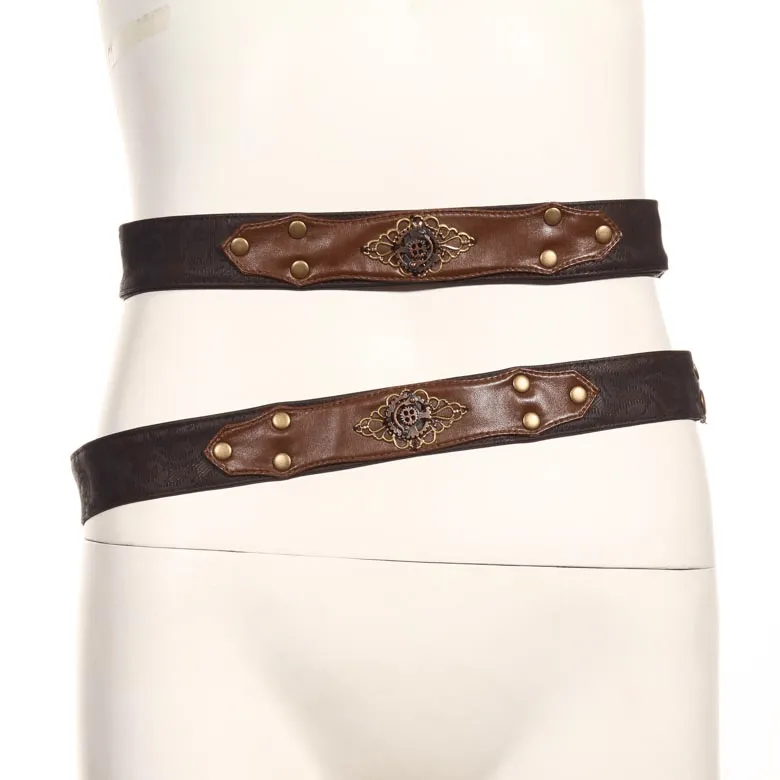 Steampunk Double Belt with Pouch