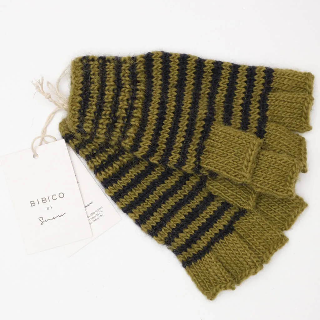 Striped Hand knitted Wool Mittens