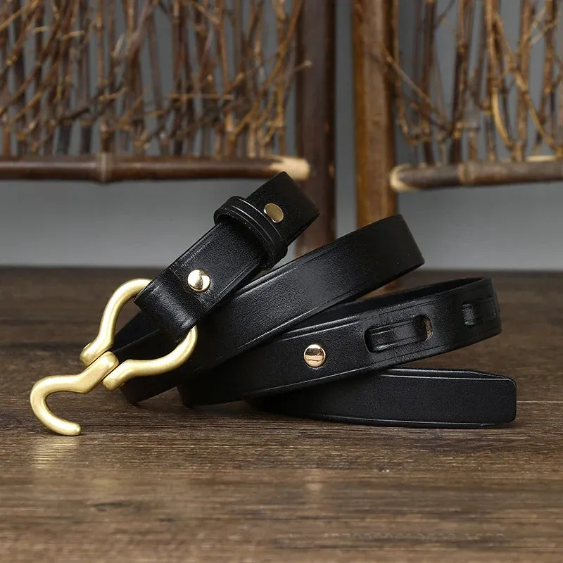 Thin Genuine Leather Cowskin Belt Decorative Waist Belt For Jeans