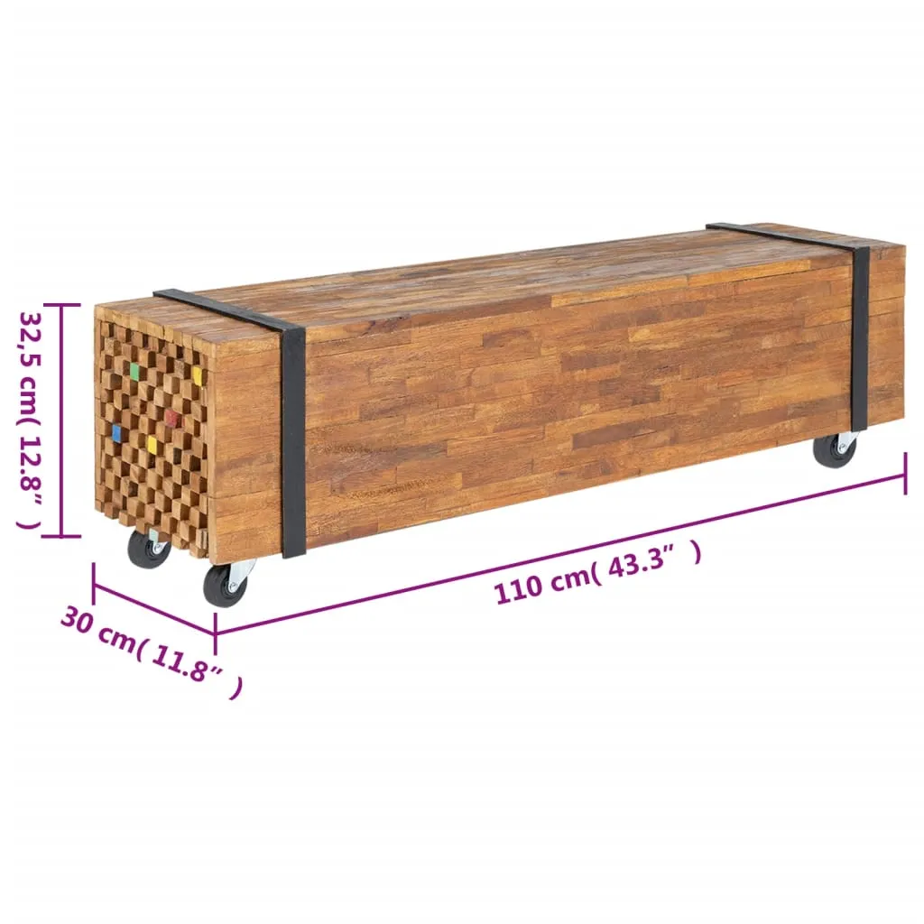 vidaXL TV Stand 110x30x32.5 cm Solid Teak Wood