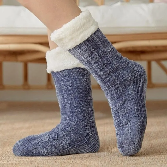 Winter Home Socks Slippers - Women Nonslip Thicken Warm Soft Cotton Sock