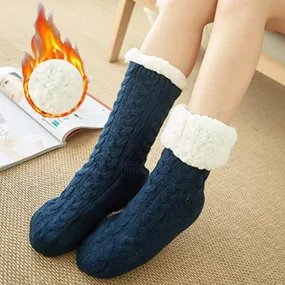 Winter Home Socks Slippers - Women Nonslip Thicken Warm Soft Cotton Sock