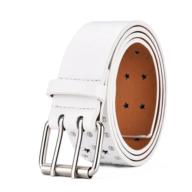 Women Star Belts for Leather Retro Style Decorative Pin Buckle Jeans