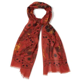 Wool/Silk Embroidered Elephant Scarf