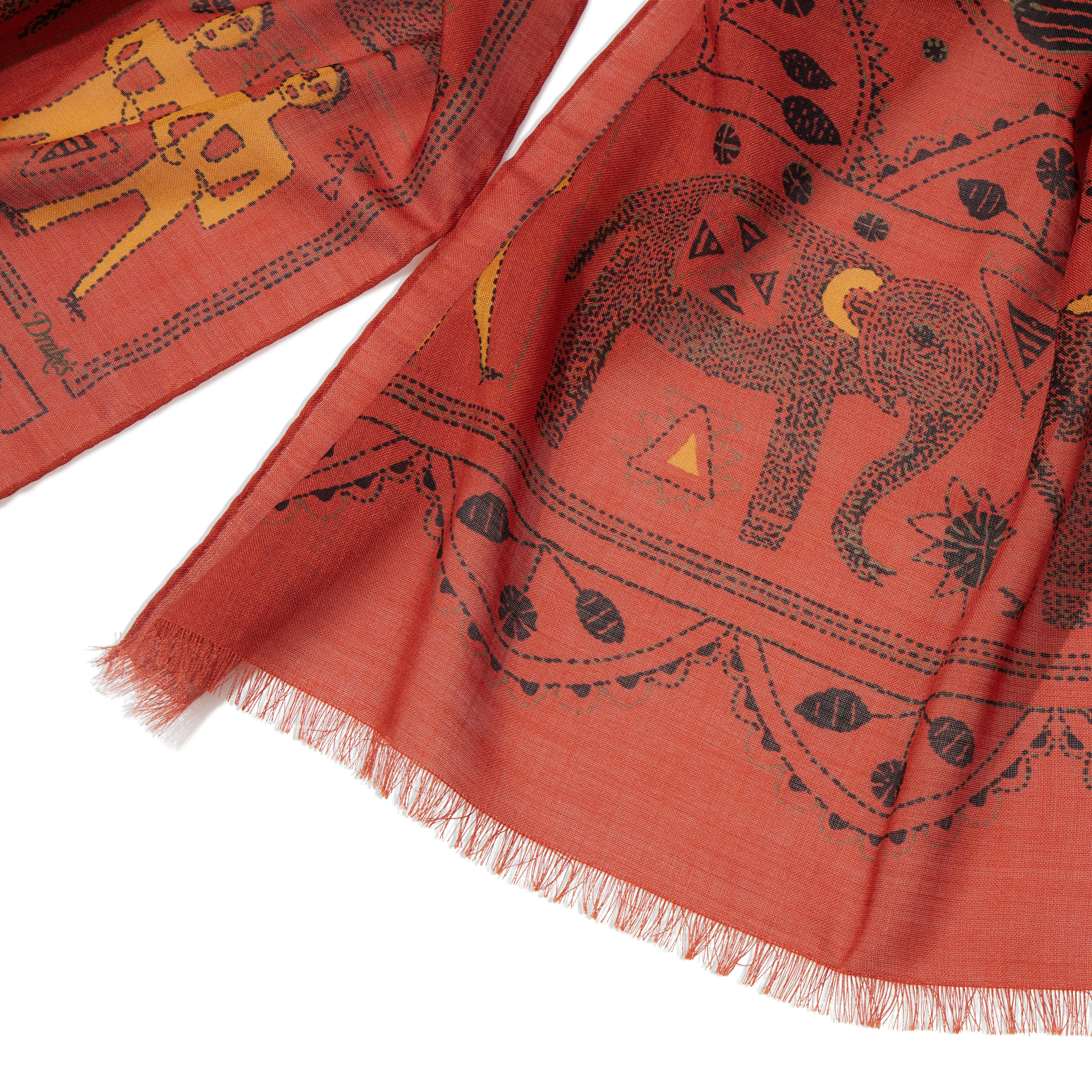 Wool/Silk Embroidered Elephant Scarf