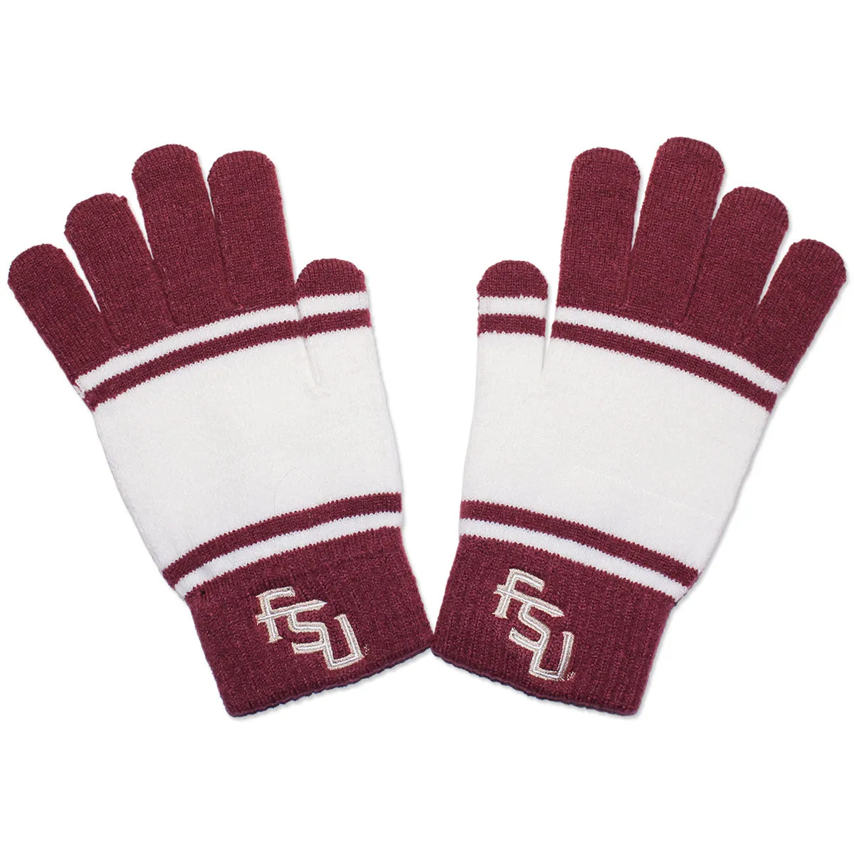 ZooZatz Women's Stacked FSU Logo Stripe Glove - Garnet/White